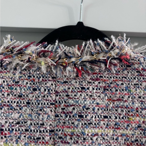 Boston Proper Colorful Tweed Fringe Jacket - Picture 5 of 9